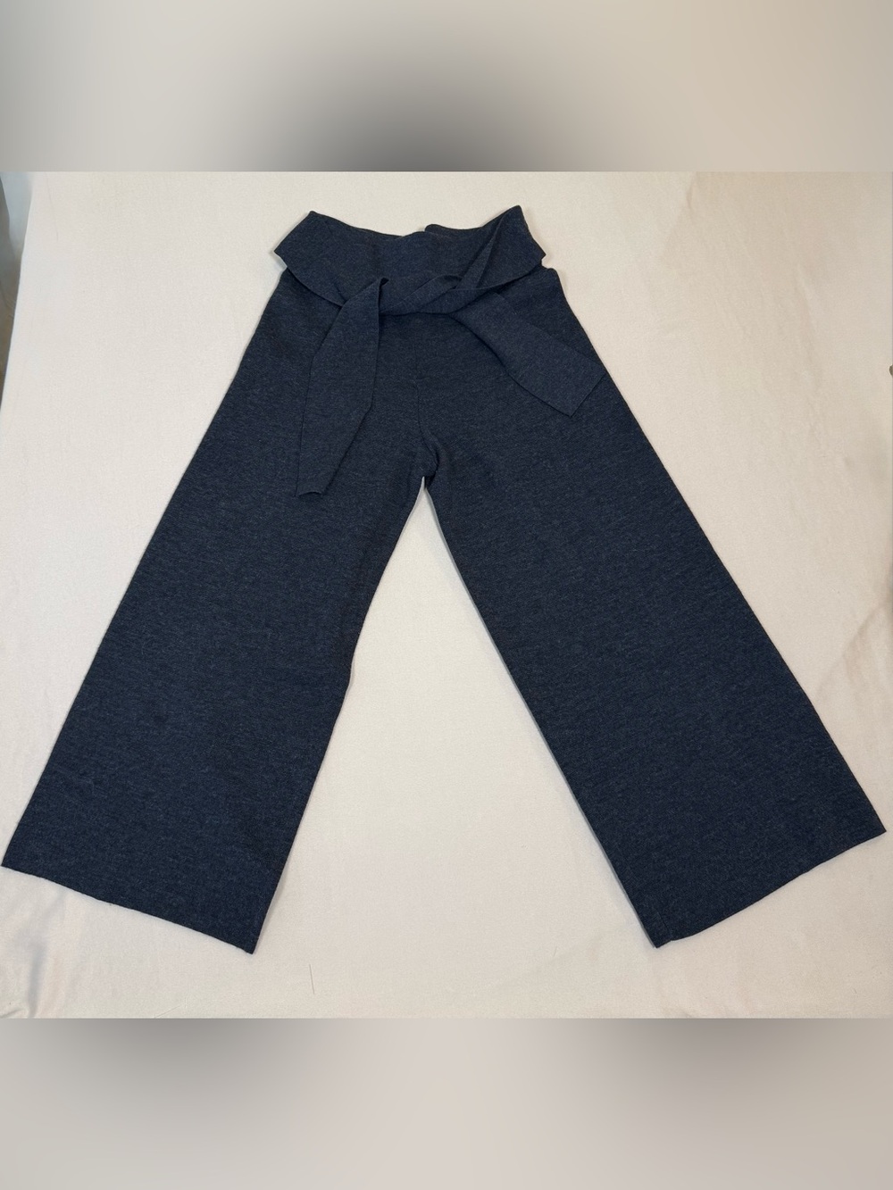 Club Monaco 100% Wool Wide-Leg Tie Waist Pants, Grey, Size XS
